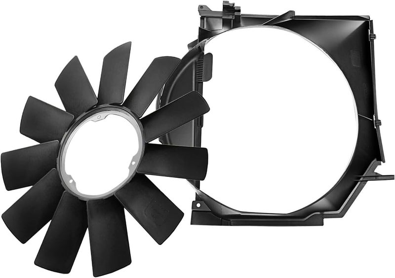 BINB ROAD Radiator Cooling Fan Shroud with Fan Blade Kit 17111436259 + 11521712058 Compatible with BMW 320i 323i 325i 328i 330i E46 1997-2006 - Image 1